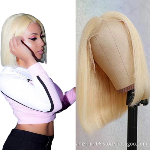 Cheap Short Blonde 613 Colored Bob Wig For Black Women Human Hair Swiss Hd Lace Frontal Closure Wig 150% Density Lace Front Wig